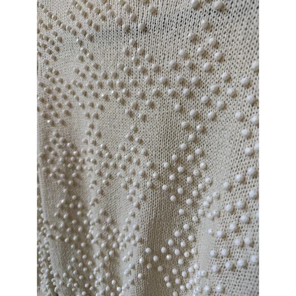 80s Cream sweater with Beads Size M - Picture 9 of 9